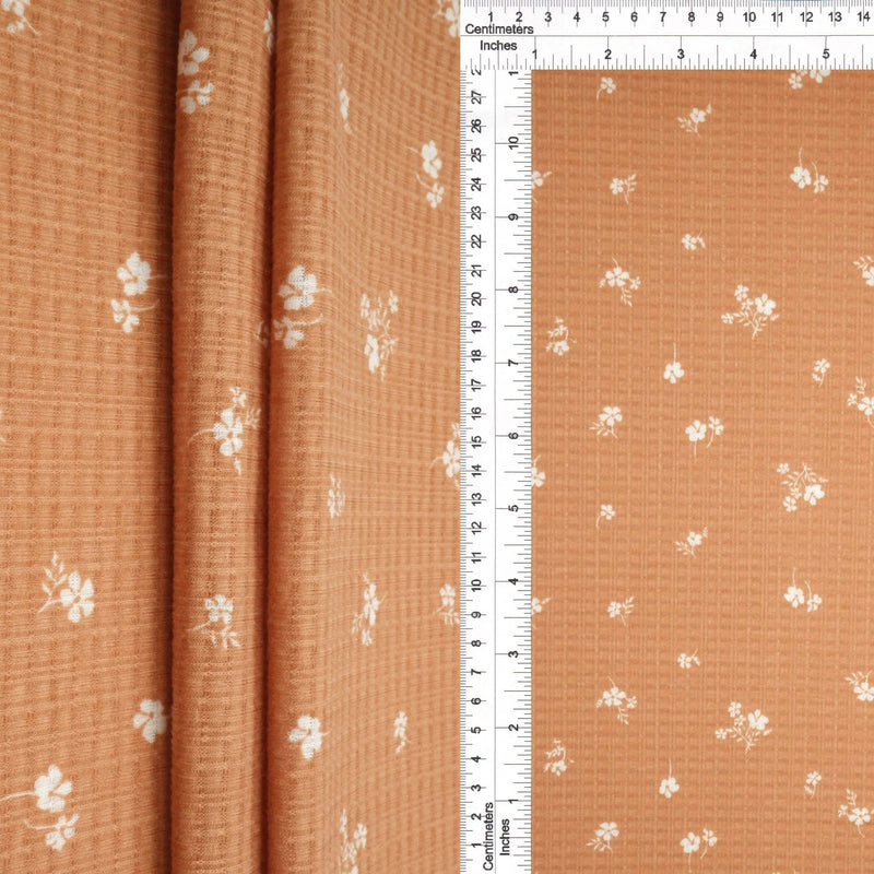 1 Yard Polyester Rayon Spandex Pointelle Ditsy Rib Print Fabric 58/60" Width