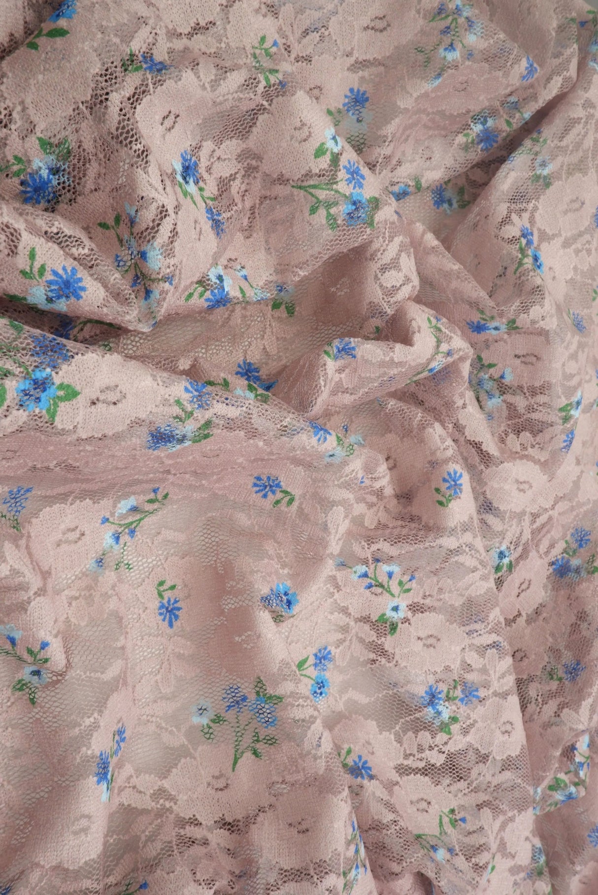 1 Yard Ditsy Printed Lace Fabric, 56/58? Wide Polyester Spandex Blend