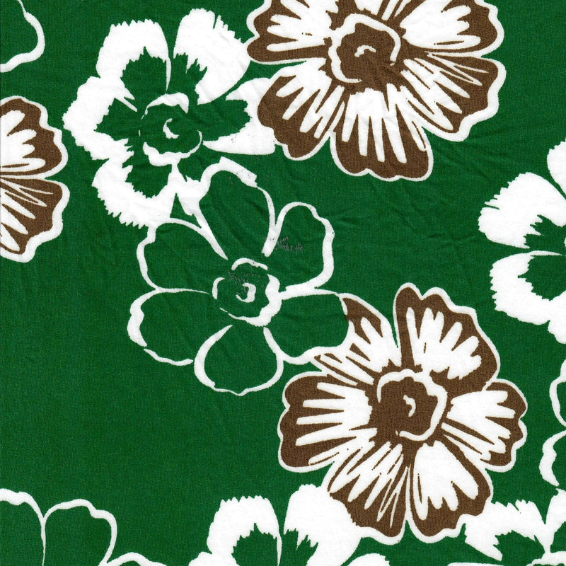 Floral DTY Stretch Knit Fabric Green