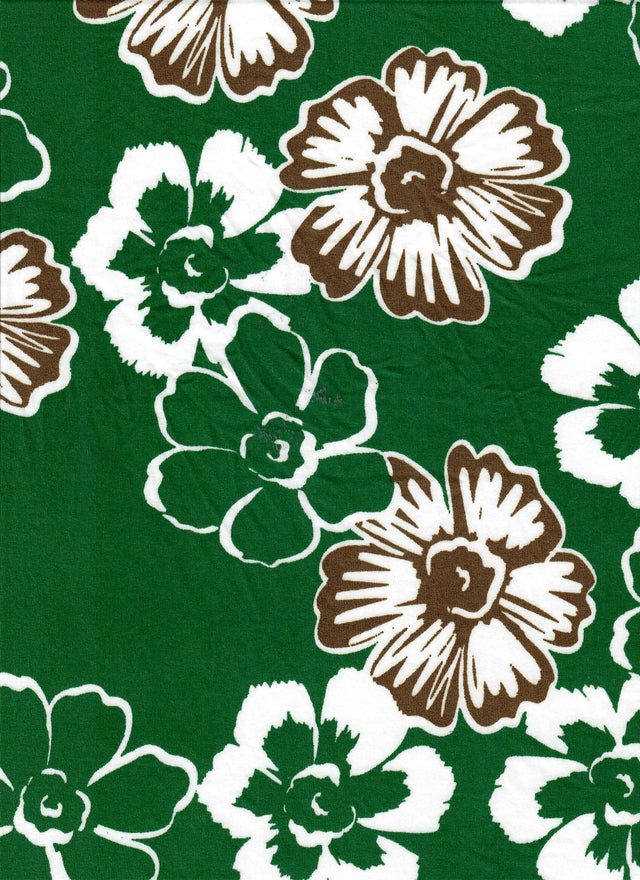 Floral DTY Stretch Knit Fabric Green