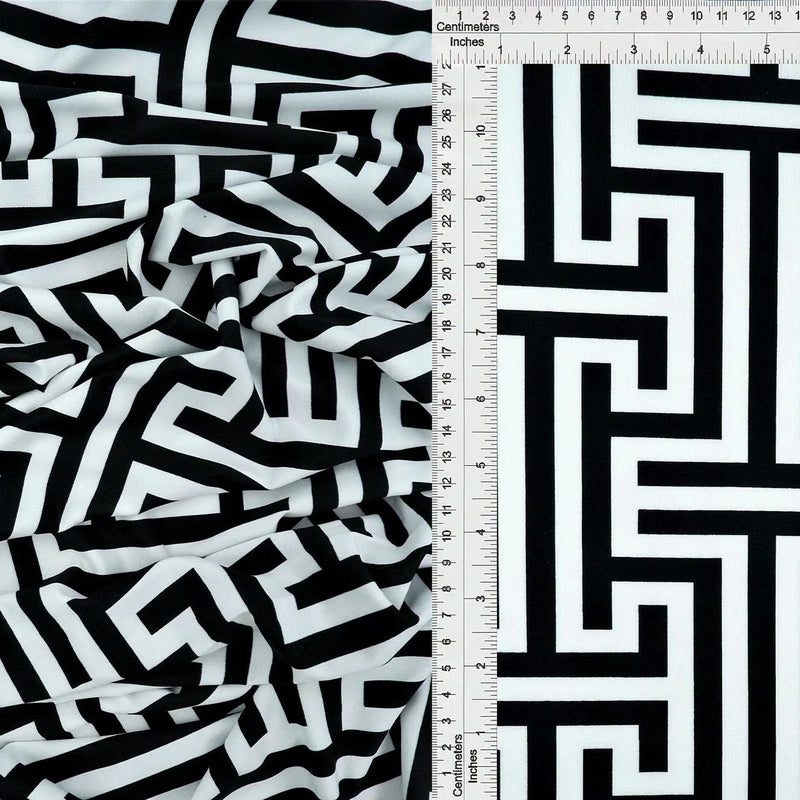 1 Yard Black Soft Stretch DTY Abstract Print Knit Fabric 58/60 Inches Wide