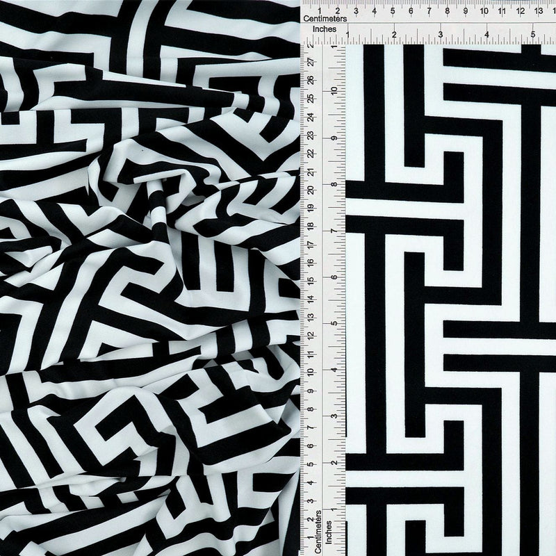 Abstract Print DTY Stretch Knit Fabric