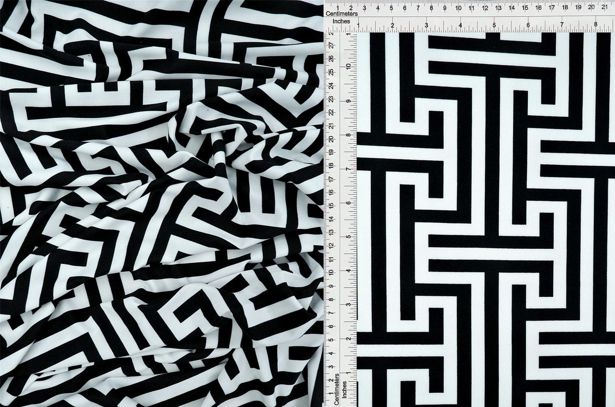 Abstract Print DTY Stretch Knit Fabric
