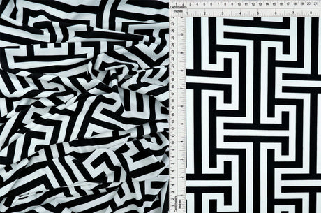 Abstract Print DTY Stretch Knit Fabric