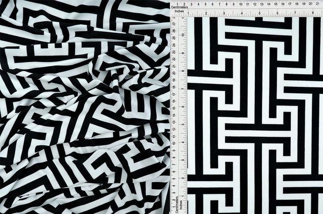 Abstract Print DTY Stretch Knit Fabric
