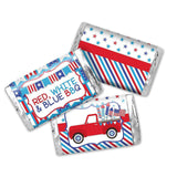 AmandaCreation Red, White & Blue BBQ Mini Candy Bar Wrappers 45 Pieces