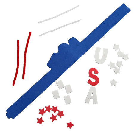 Patriotic USA Red, White & Blue Headband Craft Kits Makes 12