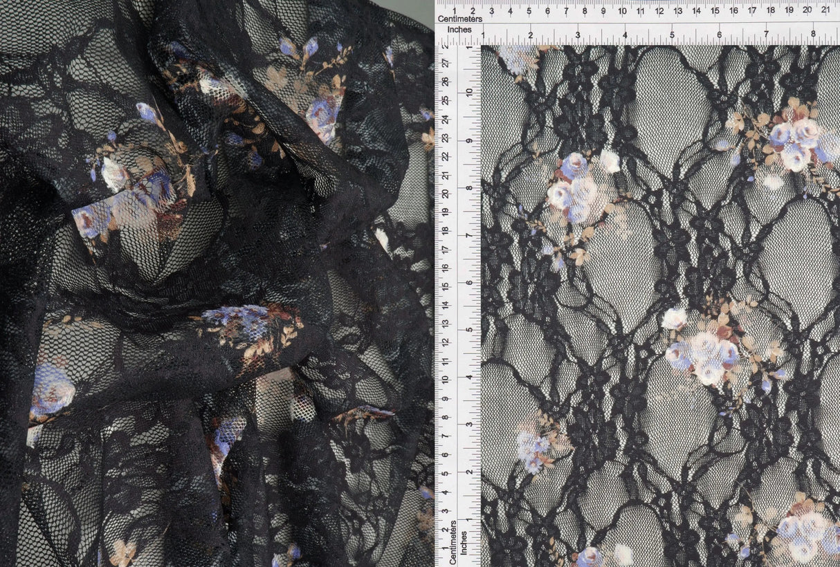 Lace Digital Floral Print Fabric 92 Polyester 8 Spandex Soft Stretch 56/58 Inches Wide