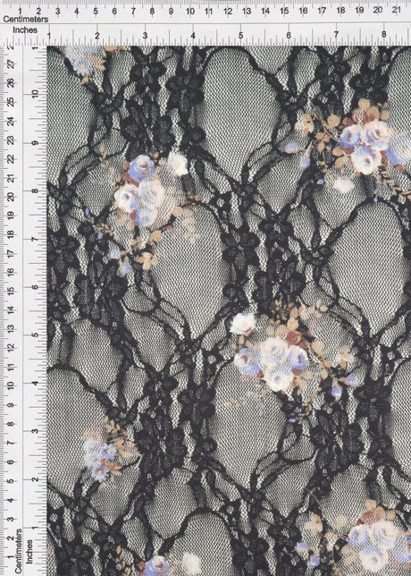 Lace Digital Floral Print Fabric 92 Polyester 8 Spandex Soft Stretch 56/58 Inches Wide