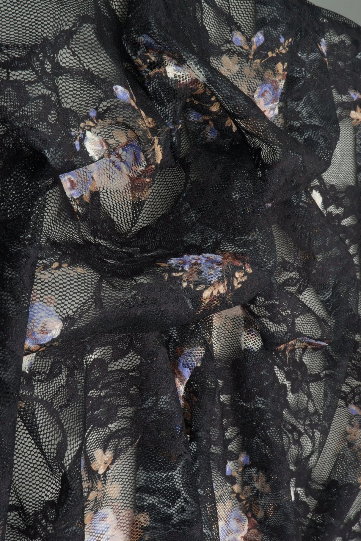 1 Yard Digital Floral Lace Fabric, 56/58? Wide Polyester Spandex Blend