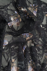 1 Yard Digital Floral Lace Fabric, 56/58? Wide Polyester Spandex Blend
