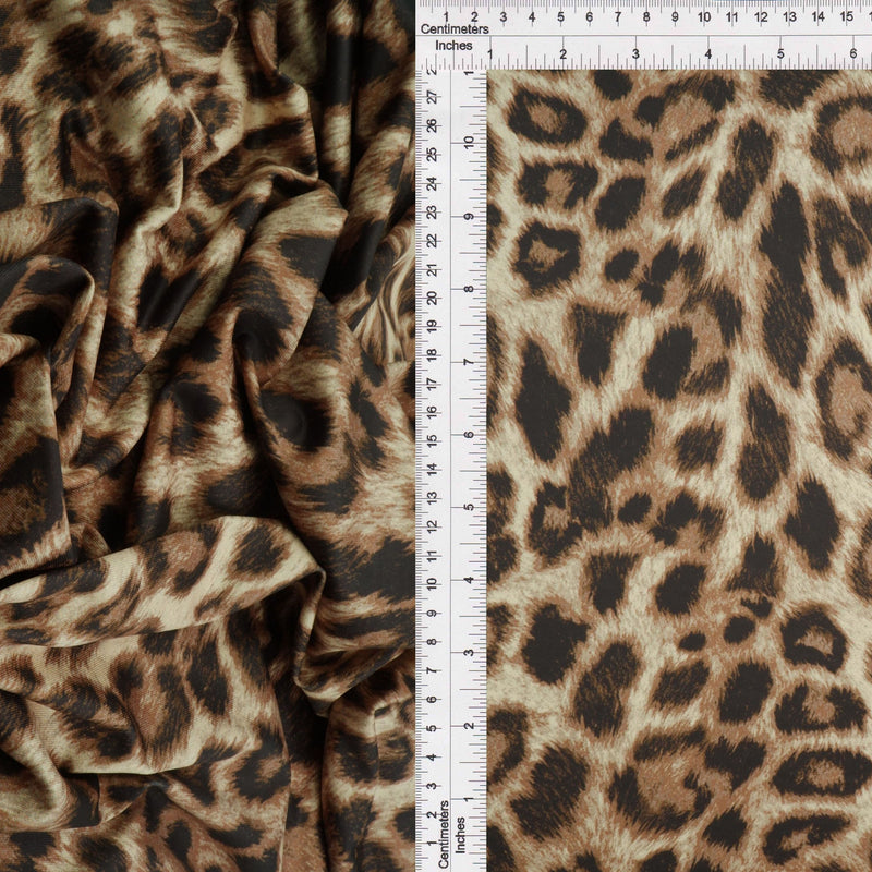 Animal Print Stretch Knit Fabric Brown