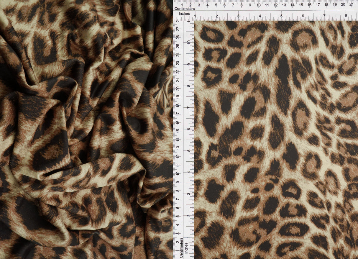 Animal Print Stretch Knit Fabric Brown