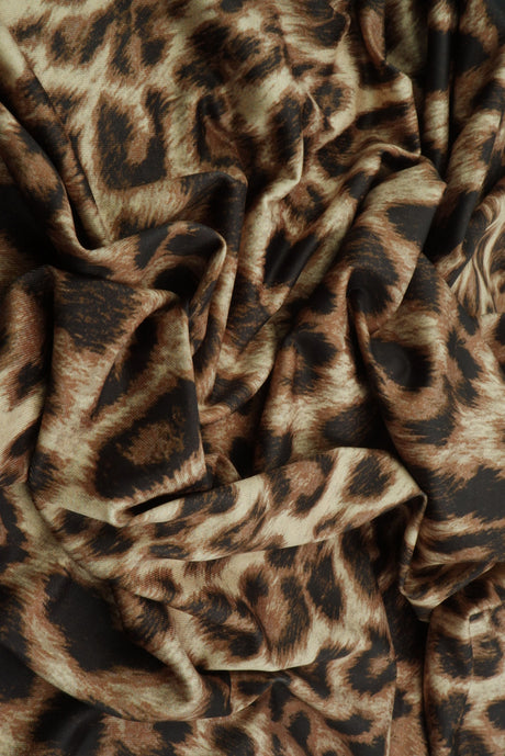 Animal Print Stretch Knit Fabric Brown