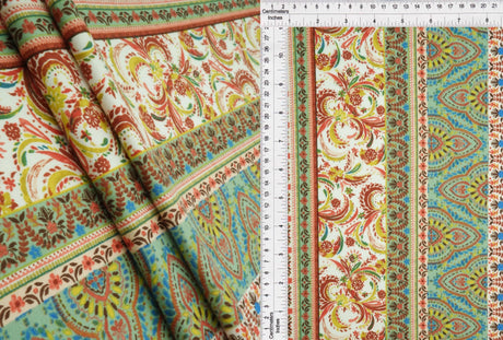 1 Yard Boho Print DTY Brushed Knit Fabric Soft Stretch Polyester Spandex 58 Inch Wide