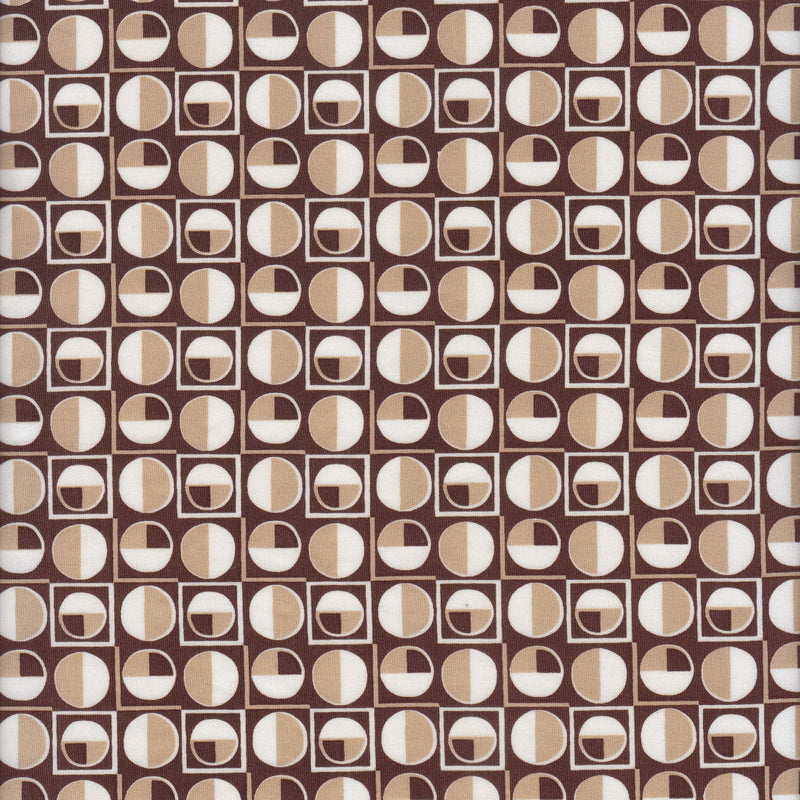 Geometric Print DTY Stretch Knit Fabric Brown