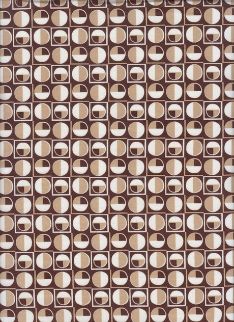 Geometric Print DTY Stretch Knit Fabric Brown