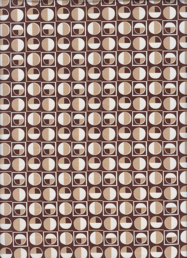 Geometric Print DTY Stretch Knit Fabric Brown
