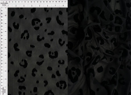 1 Yard Leopard Flocking Mesh Fabric, 56/57? Wide Polyester Spandex Blend