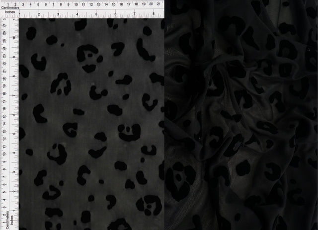 Leopard Flocking Stretch Mesh Fabric