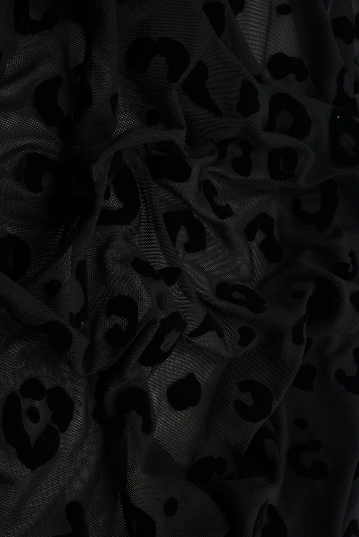 Leopard Flocking Stretch Mesh Fabric
