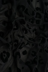 Leopard Flocking Stretch Mesh Fabric
