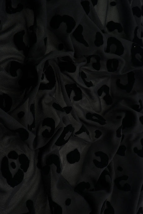 1 Yard Leopard Flocking Mesh Fabric, 56/57? Wide Polyester Spandex Blend