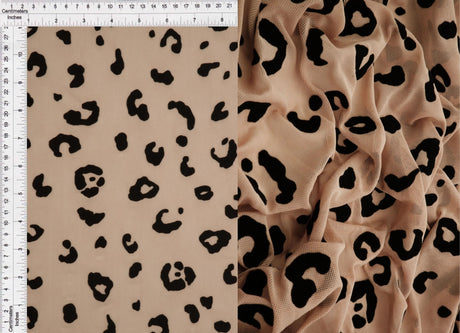 1 Yard Leopard Flocking Mesh Fabric, 56/57? Wide Polyester Spandex Blend