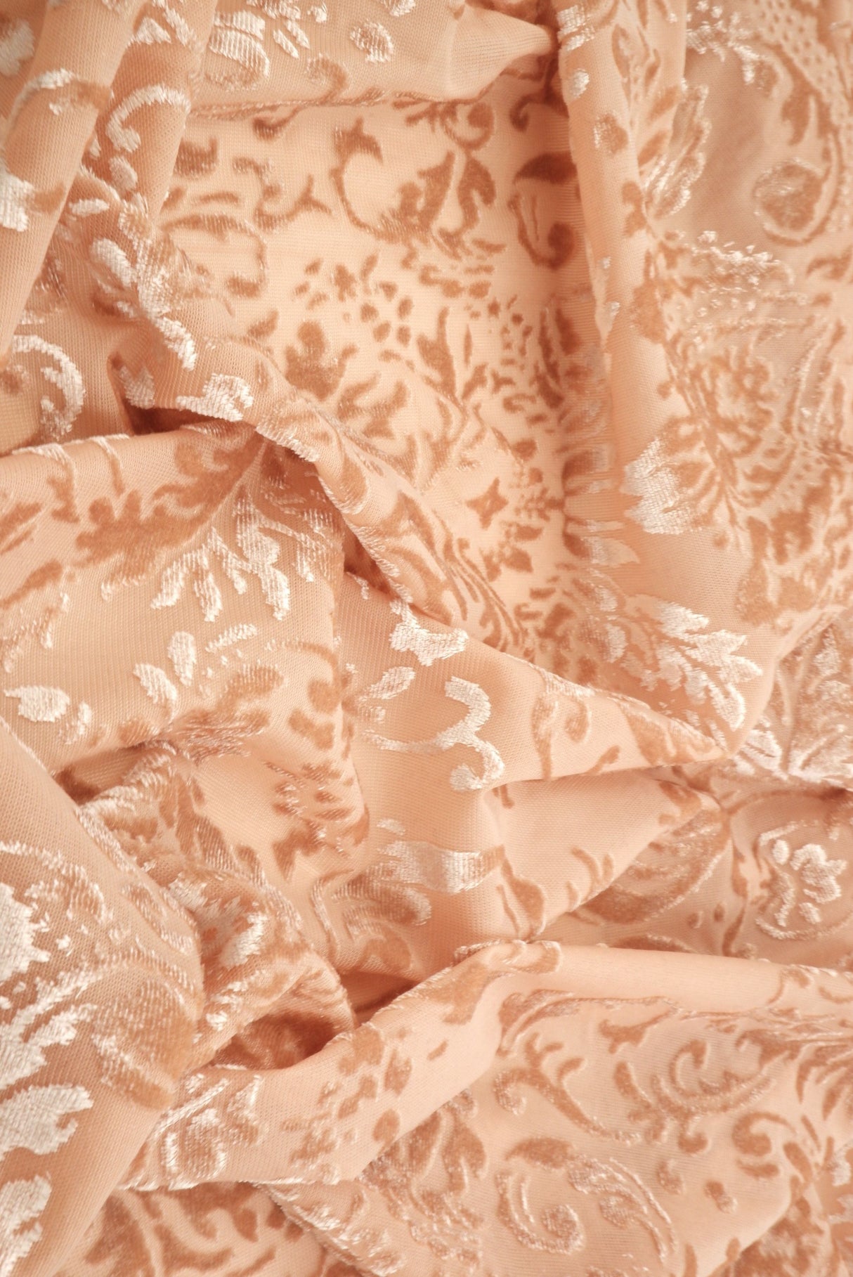 Velvet Burnout Knit Damask Fabric