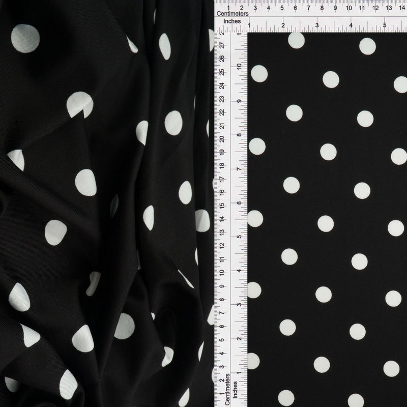 Polka Dot DTY Knit Fabric Black