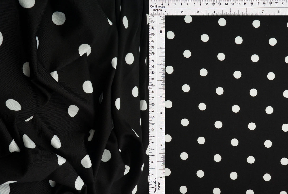 Polka Dot DTY Knit Fabric Black