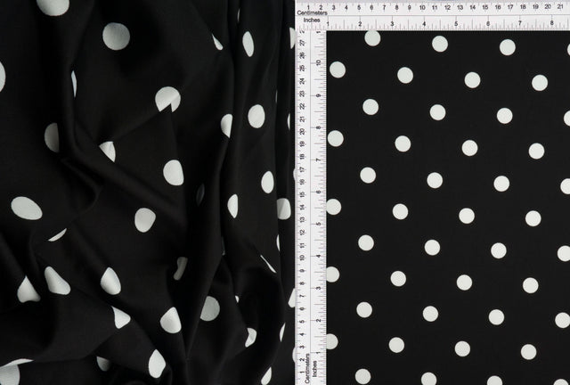 Polka Dot DTY Knit Fabric Black