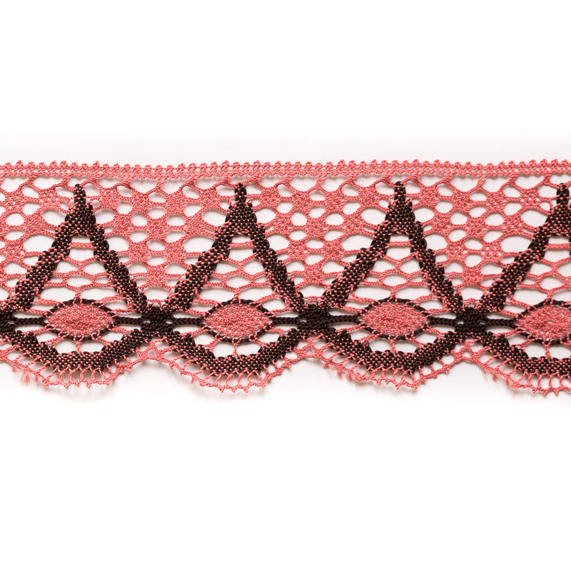 Salmon/Brown Crochet Trim - 4.25"
