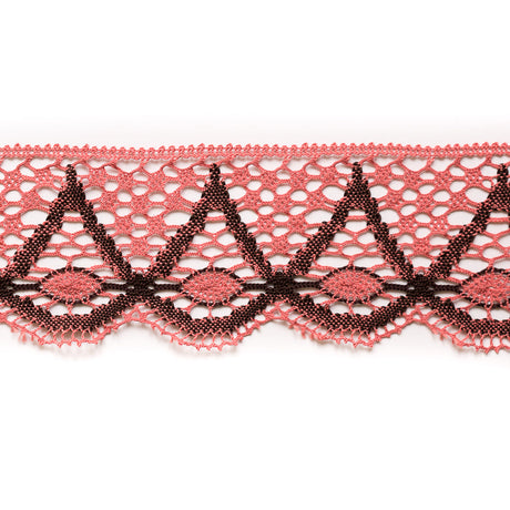 Salmon/Brown Crochet Trim - 4.25"