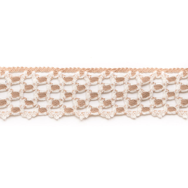 Beige/White Crochet Trim - 2.25"