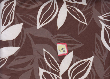 Leaf Print Brushed DTY Knit Fabric Brown