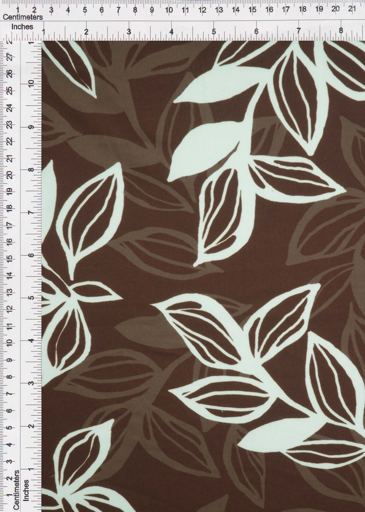 Leaf Print Brushed DTY Knit Fabric Brown