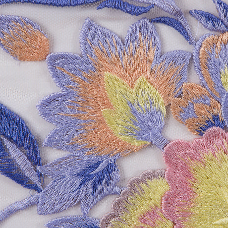 Lavender and Yellow Novelty Floral Embroidered Mesh
