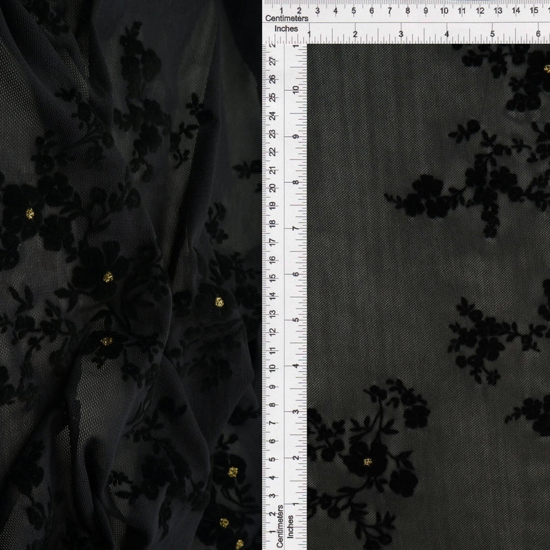 1 Yard Ditsy Flocking Glitter Fabric, 56/57? Wide Polyester Spandex Blend