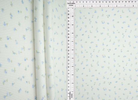 1 yarda de tela de punto acanalado con estampado pequeño y tacto algodón, textura 2x2, suave y elástica, poliéster spandex, 58/59 pulgadas de ancho