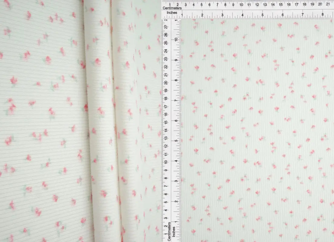 1 Yard Cotton Feel Ditsy Print Rib Knit Fabric 2x2 Rib Soft Stretch Polyester Spandex 58 Inch Wide