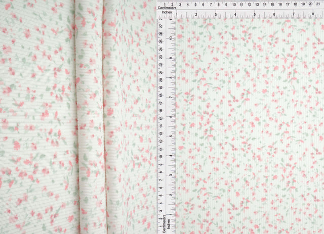 Ditsy Print Cotton-Feel Rib Knit Rose