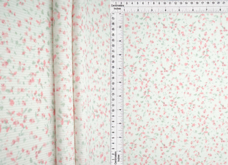 1 yarda de tela de punto acanalado con estampado pequeño y tacto algodón, textura 2x2, suave y elástica, poliéster spandex, 58 pulgadas de ancho