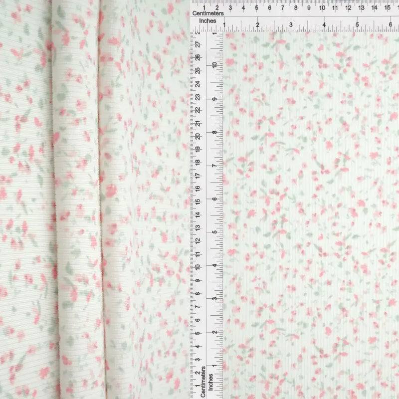 1 Yard Ditsy Print Cotton Feel 2x2 Rib Knit Fabric Soft Stretch Polyester Spandex 58 Inch Wide