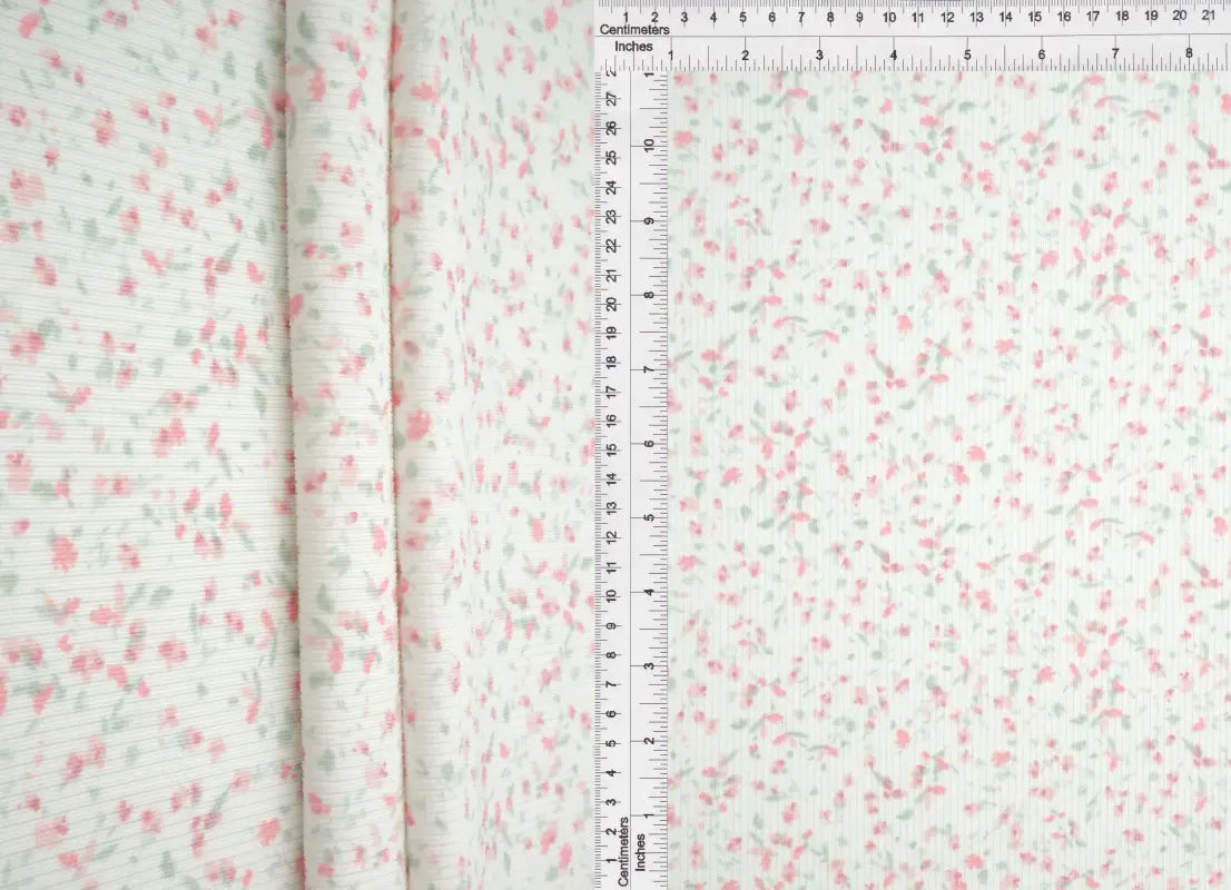 1 Yard Ditsy Print Cotton Feel 2x2 Rib Knit Fabric Soft Stretch Polyester Spandex 58 Inch Wide