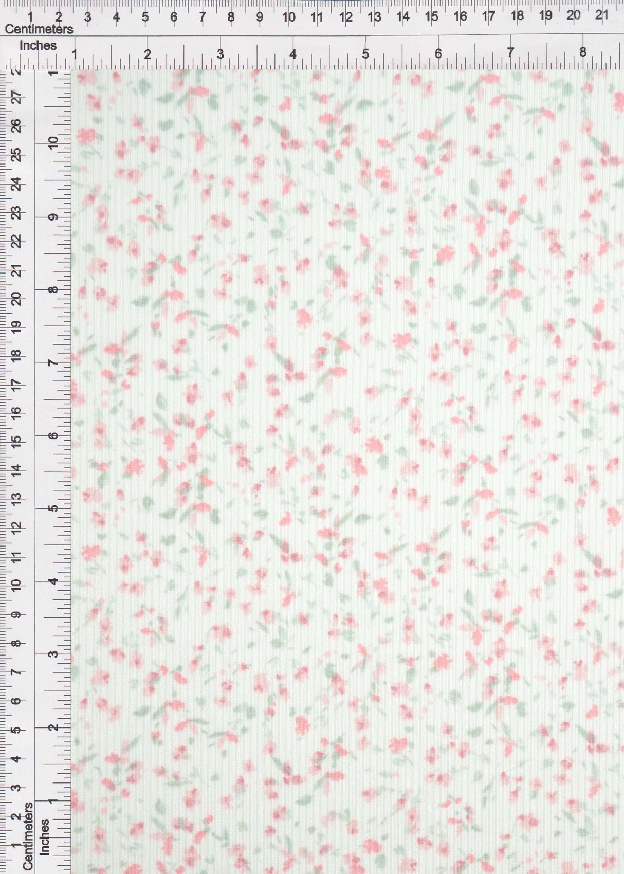 Ditsy Print Cotton-Feel Rib Knit Rose