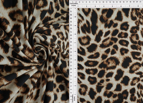 1 Yard DTY Brushed Animal Print Fabric Cheetah Leopard, Soft Stretch Knit 58/60” Wide