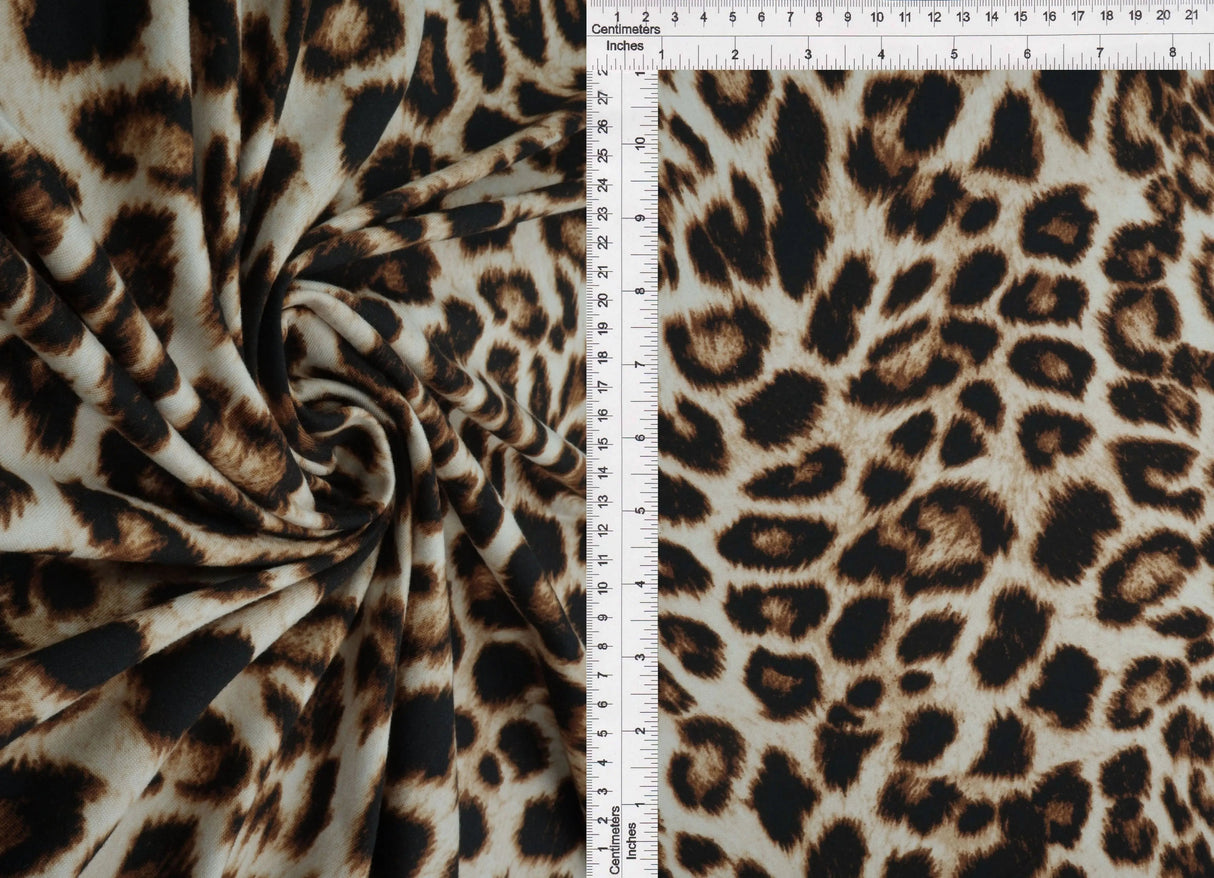 1 Yard DTY Brushed Animal Print Fabric Soft Cheetah Leopard Stretch Knit 58/60 Inch Width