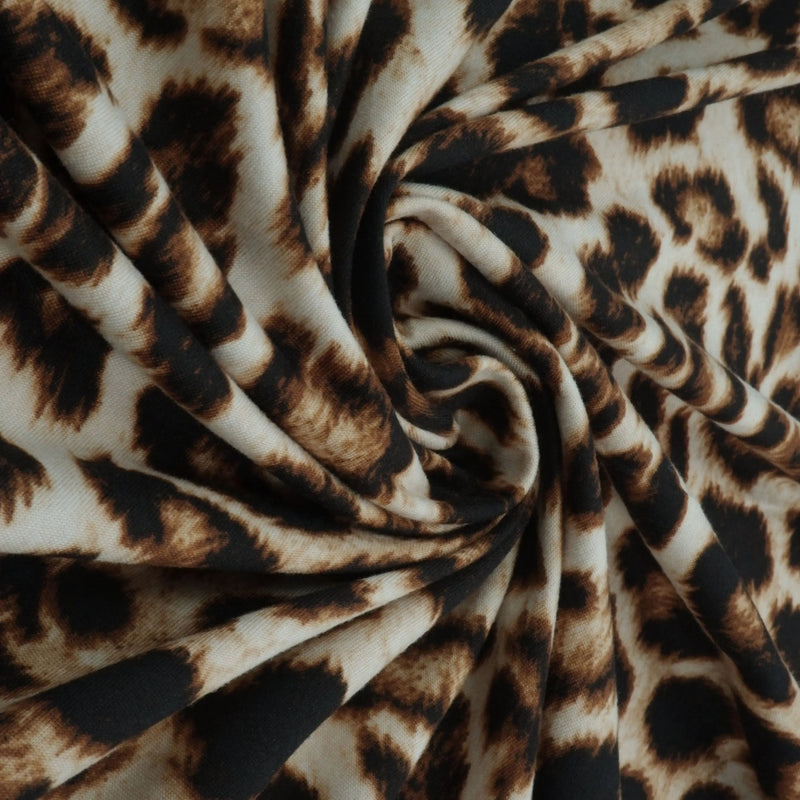 1 Yard DTY Brushed Animal Print Fabric Cheetah Leopard, Soft Stretch Knit 58/60” Wide