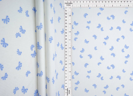 1 Yard Bow Print 2x2 Rib Knit Fabric Cotton Feel Stretch Polyester Spandex 58 Inch for Apparel